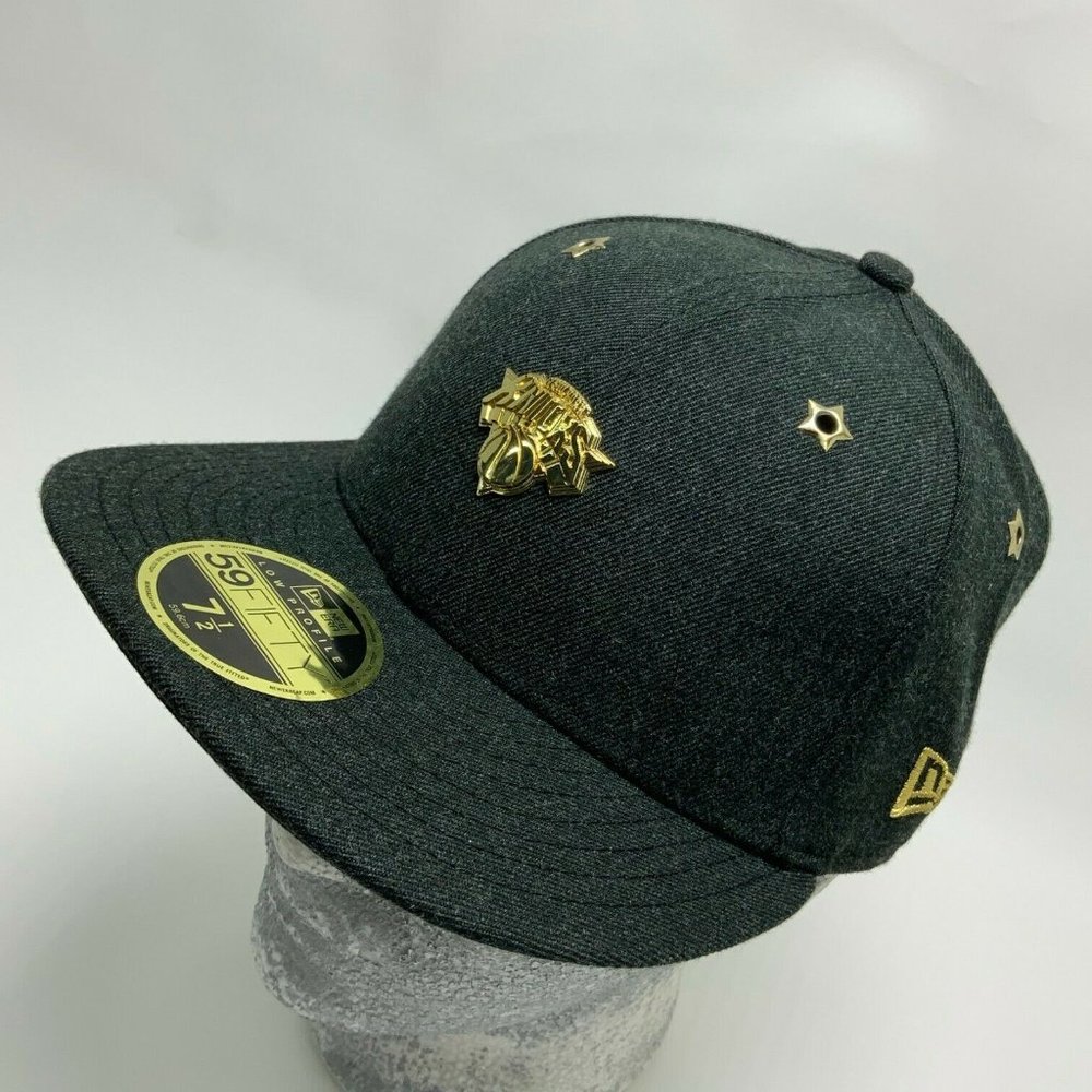 Men's New Era Cap Black Gold Pin NY Knicks 59FIFTY NBA
